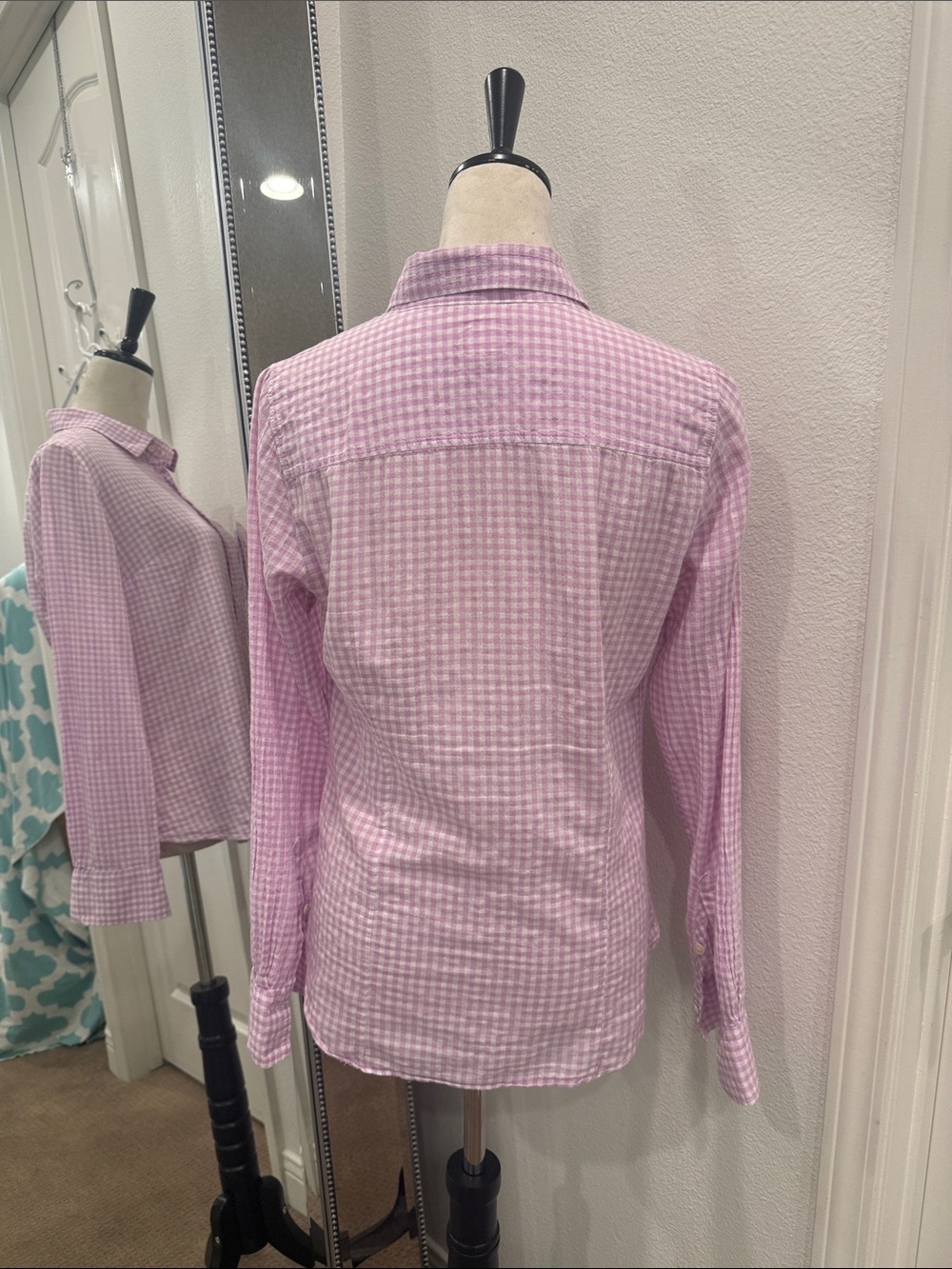 J.Crew Pink and White Gingham Button-Up Shirt - Picture 4 of 5